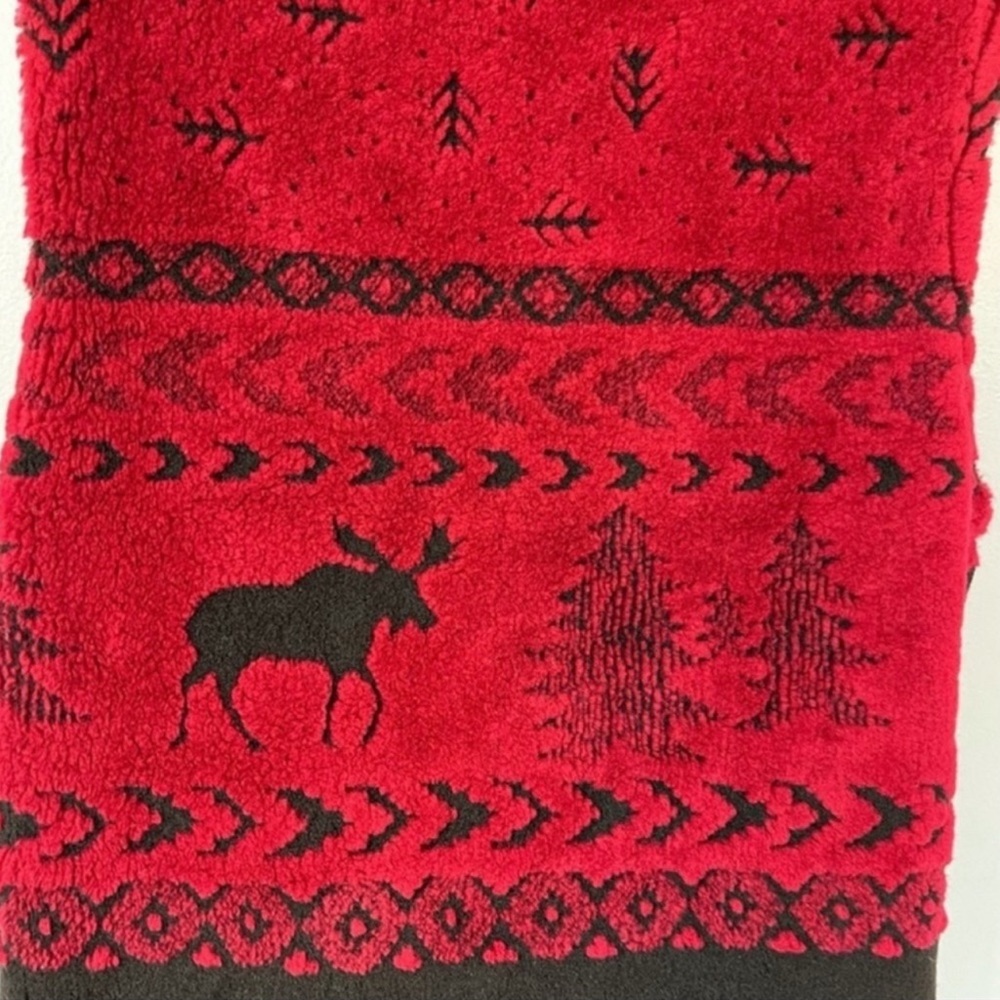 Vintage Black Mountain Outdoor Lodge Style Fleece Zip Vest S Red Black - Picture 2 of 6